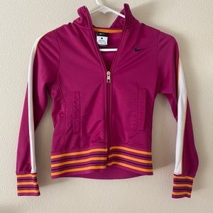 Nike Youth Kids Warm Up Track Jacket Pink Yellow Zip Up Size